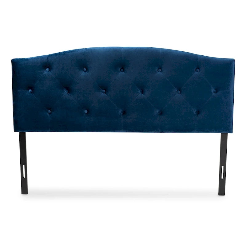 Navy Blue Velvet Tufted Headboard - Full Size