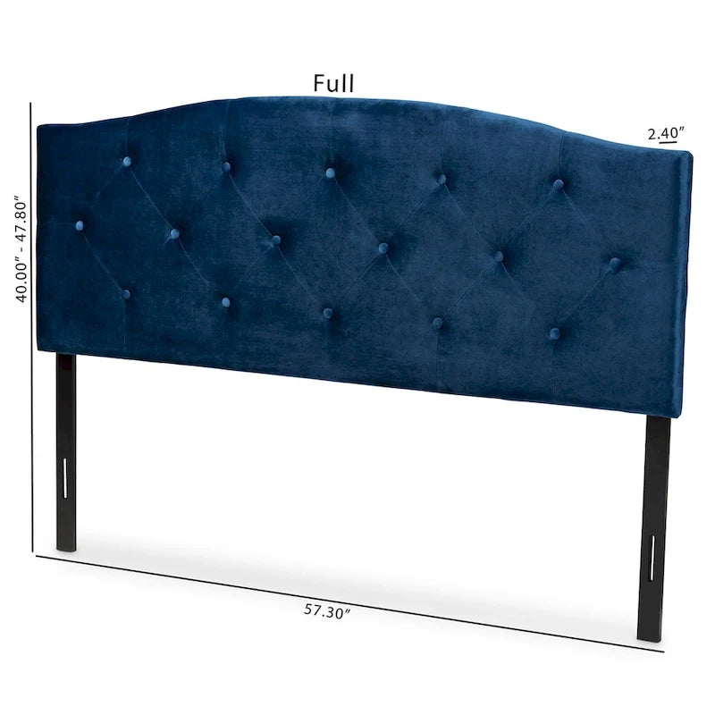 Navy Blue Velvet Tufted Headboard - Full Size