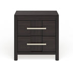 Solid Wood 2-Drawer Nightstand - Light Oak/Espresso/Grey