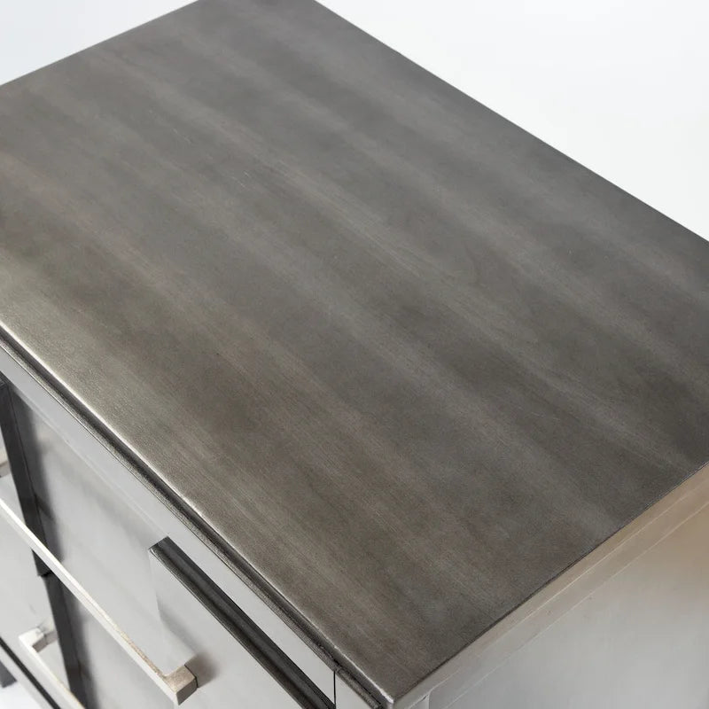 Solid Wood 2-Drawer Nightstand - Light Oak/Espresso/Grey