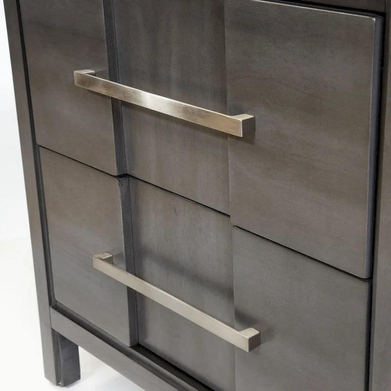 Solid Wood 2-Drawer Nightstand - Light Oak/Espresso/Grey