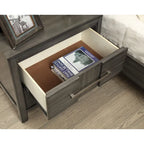 Solid Wood 2-Drawer Nightstand - Light Oak/Espresso/Grey