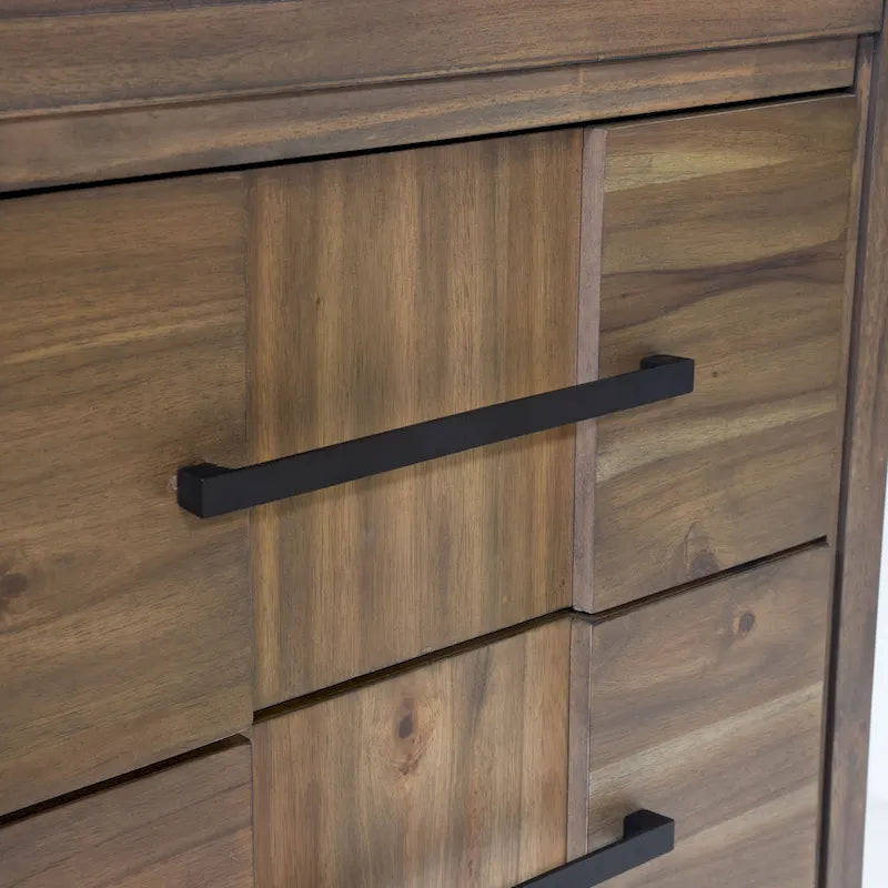 Solid Wood 2-Drawer Nightstand - Light Oak/Espresso/Grey