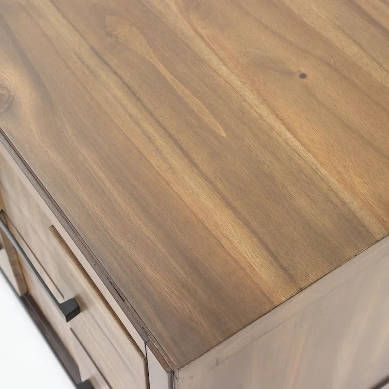 Solid Wood 2-Drawer Nightstand - Light Oak/Espresso/Grey
