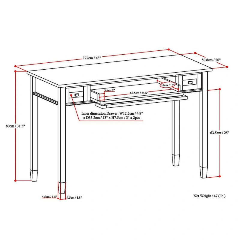 Solid wood transition style desk