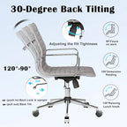 Black Ribbed Swivel Office Chair with Tilt Function