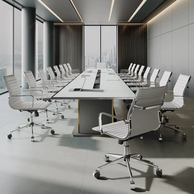 Black Ribbed Swivel Office Chair with Tilt Function
