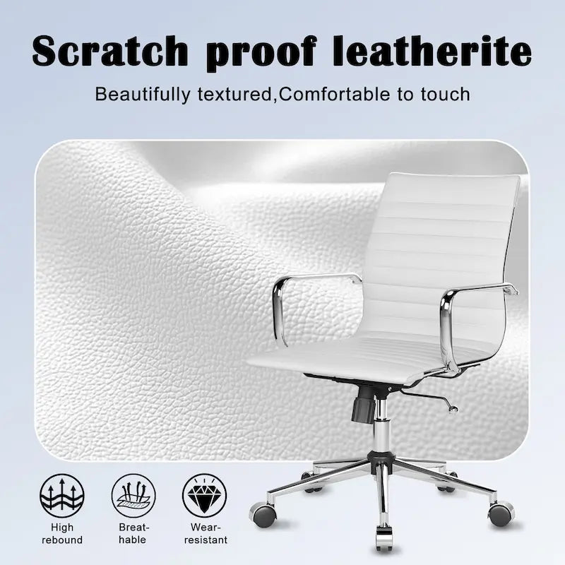 Black Ribbed Swivel Office Chair with Tilt Function