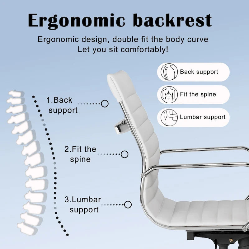 Black Ribbed Swivel Office Chair with Tilt Function