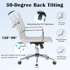 Black Ribbed Swivel Office Chair with Tilt Function