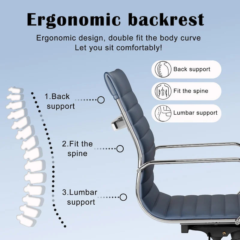 Black Ribbed Swivel Office Chair with Tilt Function
