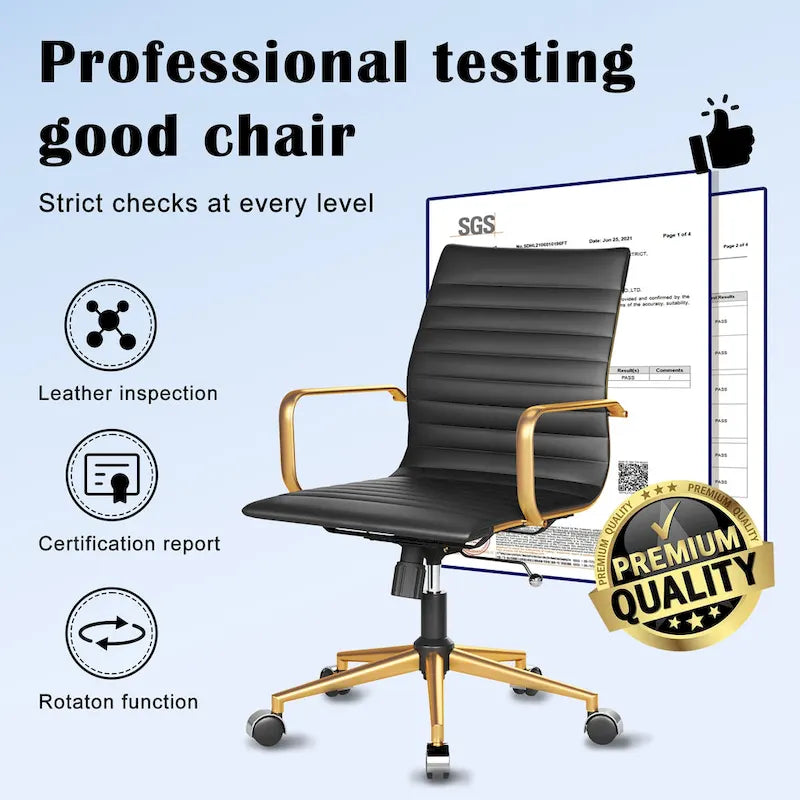 Black Ribbed Swivel Office Chair with Tilt Function
