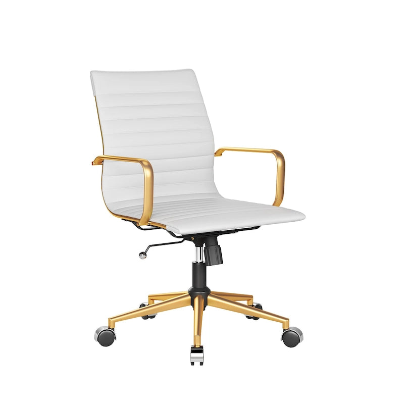 Black Ribbed Swivel Office Chair with Tilt Function