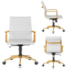 Black Ribbed Swivel Office Chair with Tilt Function