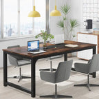 70.87  Large Computer Office Desk, Conference Table Rustic Brown