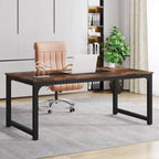 70.87  Large Computer Office Desk, Conference Table Rustic Brown