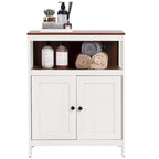 White and Brown Wood 2-Door Bathroom Storage Cabinet - 30.25  H x 23.63  W x 12.4  D