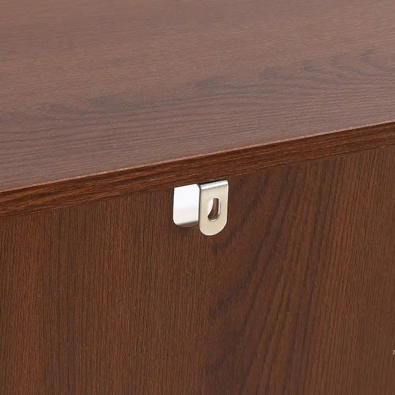White and Brown Wood 2-Door Bathroom Storage Cabinet - 30.25  H x 23.63  W x 12.4  D