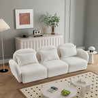 Living Room Furniture Three Seat Lazy Sofa Teddy Fabric White