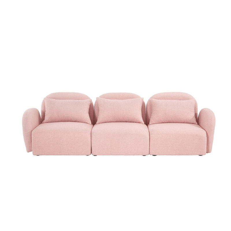 Living Room Furniture Three Seat Lazy Sofa Teddy Fabric White
