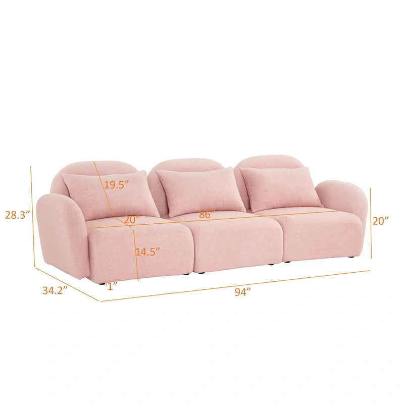 Living Room Furniture Three Seat Lazy Sofa Teddy Fabric White