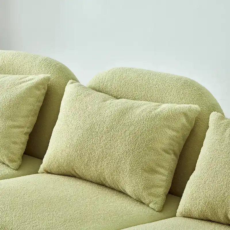 Living Room Furniture Three Seat Lazy Sofa Teddy Fabric White