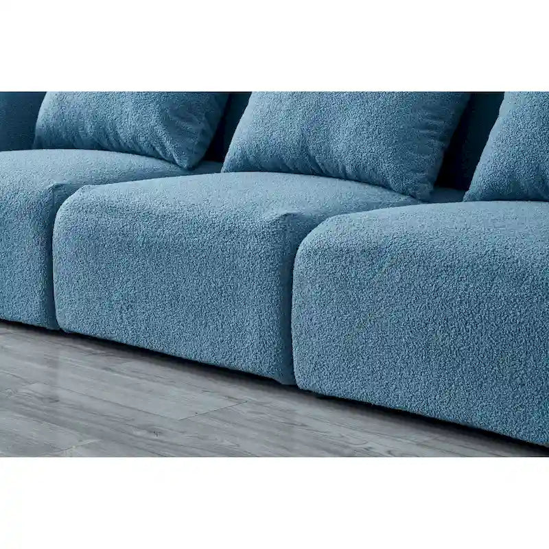 Living Room Furniture Three Seat Lazy Sofa Teddy Fabric White