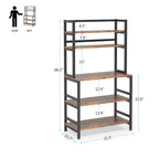 5-Tier Kitchen Bakers Rack with Hutch - Brown/Black/White