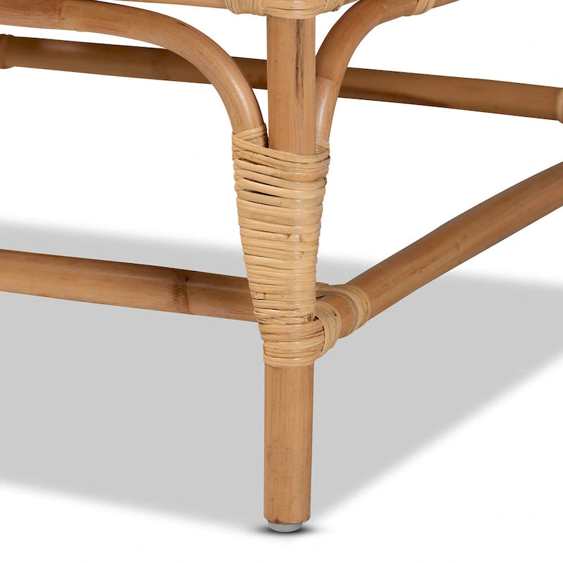 White and Natural Rattan Armchair with Cushion