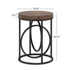 White Marble Round End Table with Gold O-Shaped Base - 20 inch