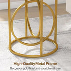 White Marble Round End Table with Gold O-Shaped Base - 20 inch