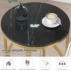 White Marble Round End Table with Gold O-Shaped Base - 20 inch