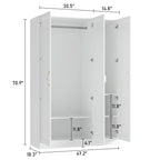 Wardrobe Armoire Shelves Hanging Rod Doors Closet Storage Cabinet