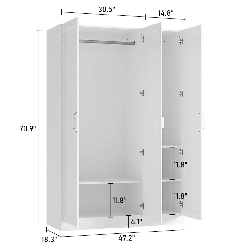 Wardrobe Armoire Shelves Hanging Rod Doors Closet Storage Cabinet