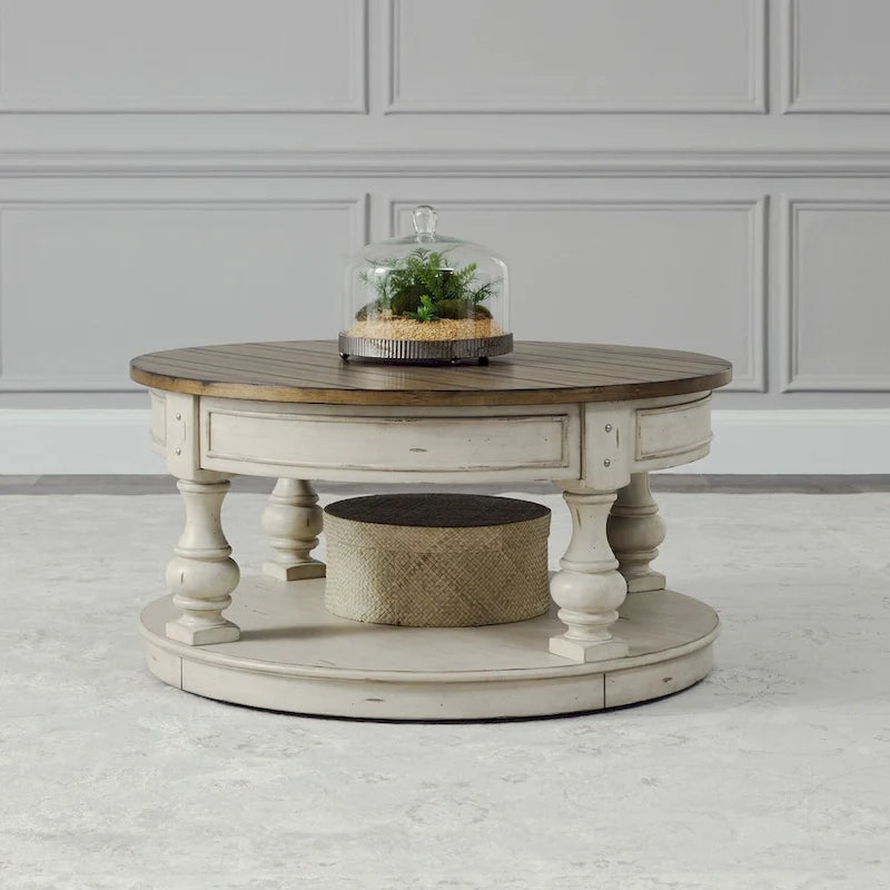 Antique White 3-Piece Table Set - 1 Round Cocktail & 2 End Tables