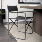 Direttore Black Genuine Leather Seat With Black Iron Frame Dining Chair - 19.7 W x 21.7 D x 33 H