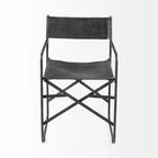 Black Leather Foldable Dining Chair-197w-x-217d-x-33h
