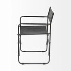 Black Leather Foldable Dining Chair-197w-x-217d-x-33h