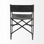Black Leather Foldable Dining Chair-197w-x-217d-x-33h