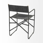 Black Leather Foldable Dining Chair-197w-x-217d-x-33h