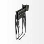 Black Leather Foldable Dining Chair-197w-x-217d-x-33h