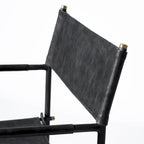 Black Leather Foldable Dining Chair-197w-x-217d-x-33h