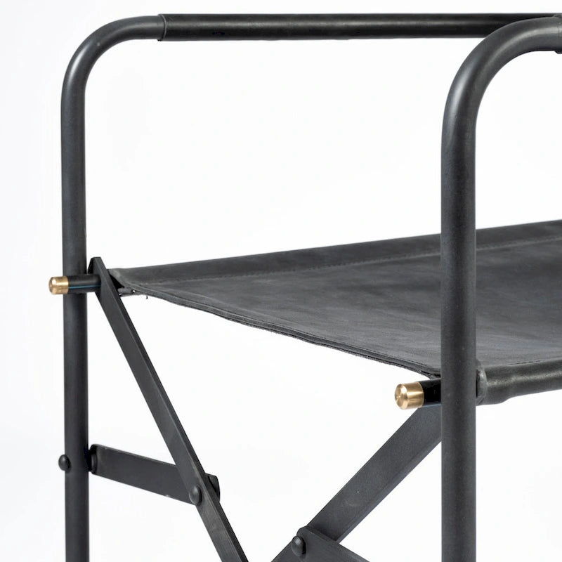 Black Leather Foldable Dining Chair-197w-x-217d-x-33h