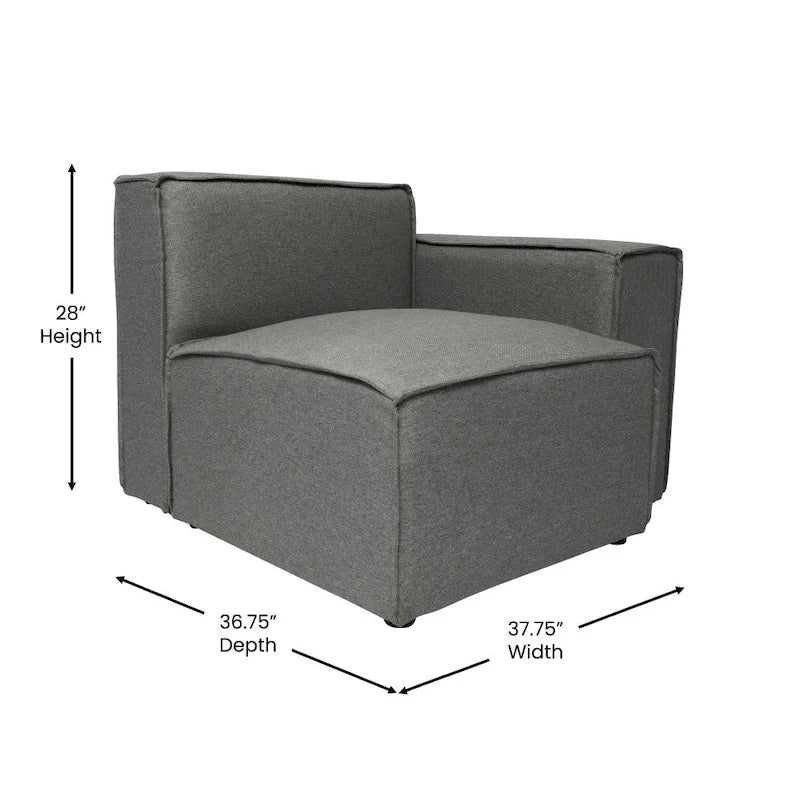 Contemporary Modular Sectional Sofa Right Side Chair with Armrest