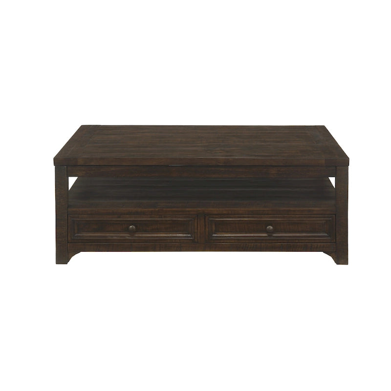 Dark Mocha Lift-Top Coffee Table with 2 Drawers
