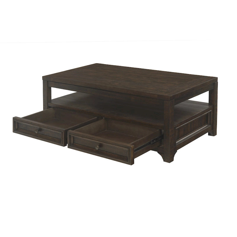 Dark Mocha Lift-Top Coffee Table with 2 Drawers