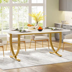 63 Inch White Rectangular Dining Table for 4 to 6