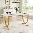 63 Inch White Rectangular Dining Table for 4 to 6