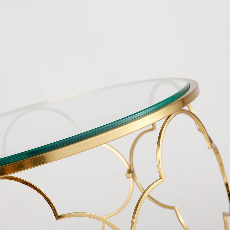 Gold Round Glass Coffee Table - Nesting Design