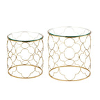 Gold Round Glass Coffee Table - Nesting Design